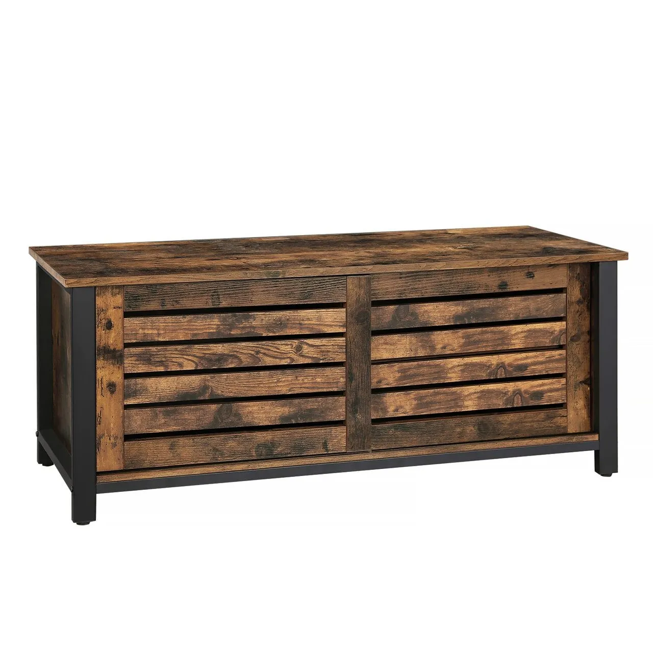 Szafka RTV, półki, drzwi, 110x40x45 cm, ciemny brąz, czarny, mat