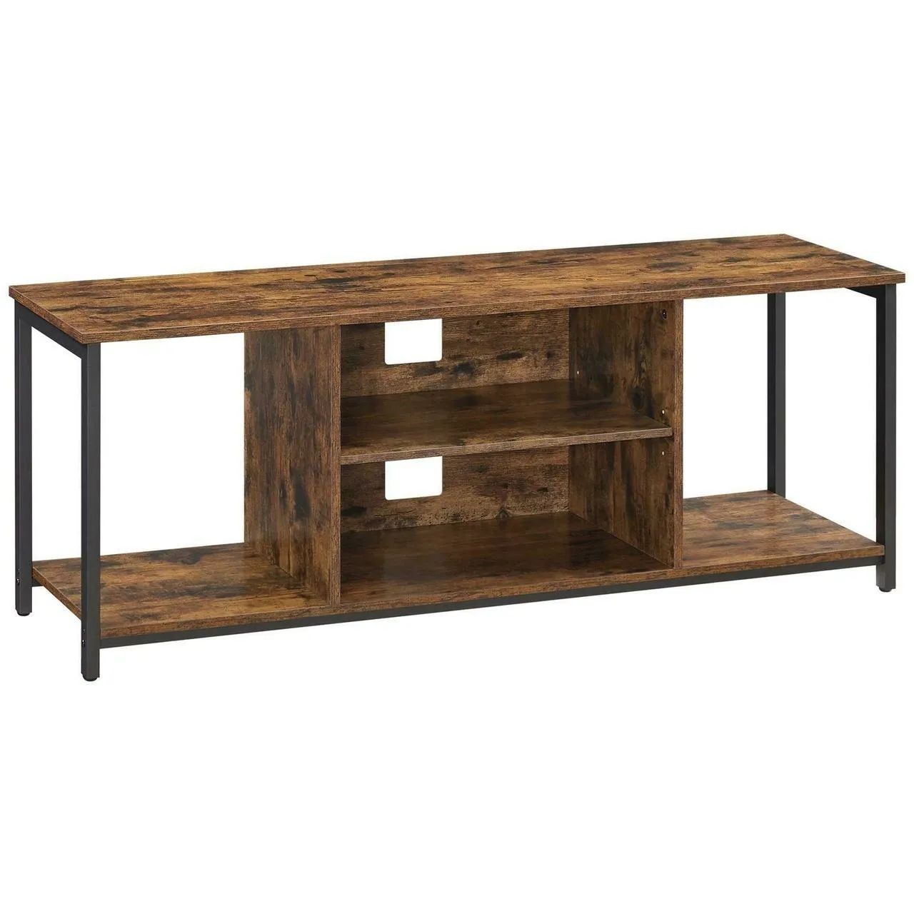 Szeroka szafka RTV, 135x40x50 cm, ciemny brąz, czarny, mat