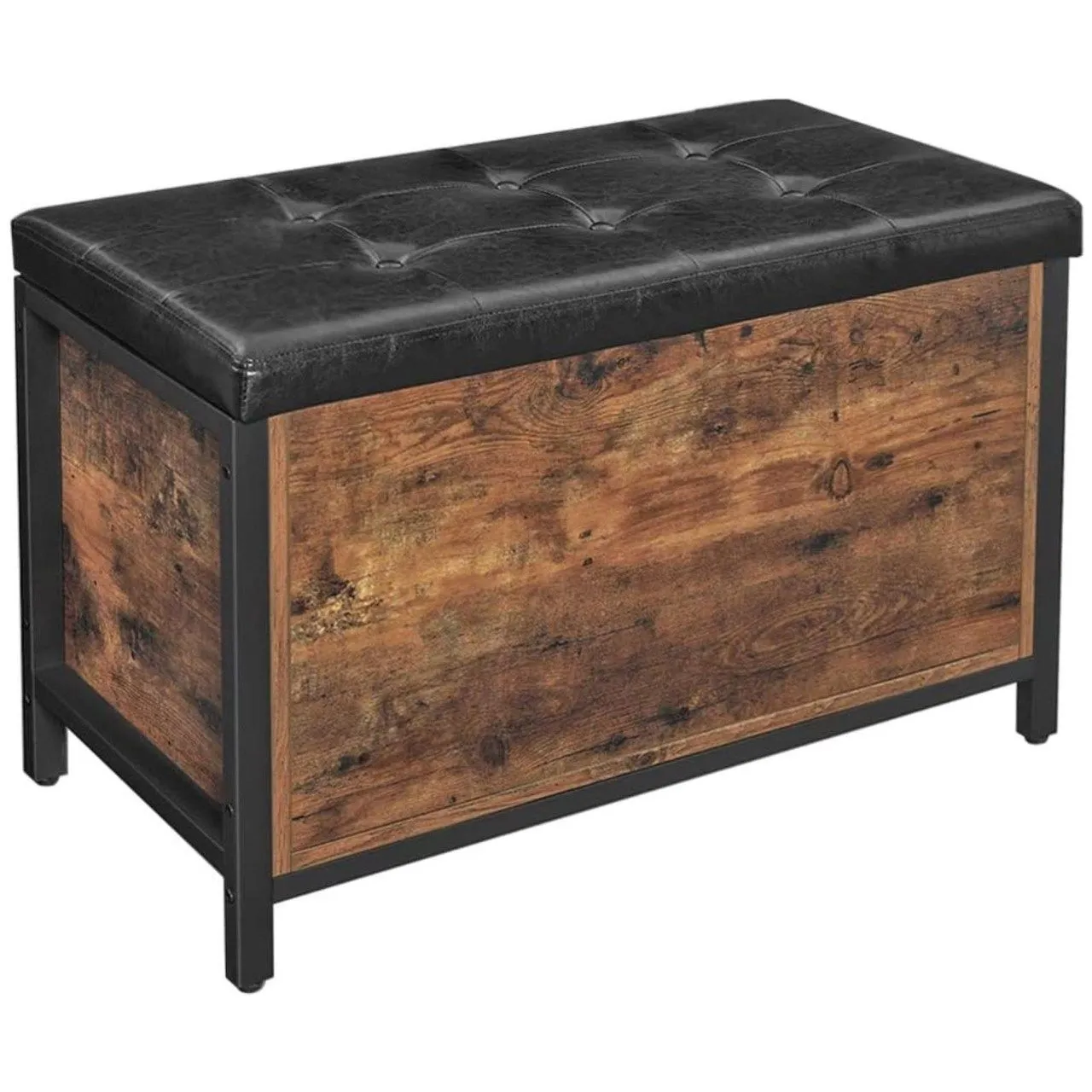 Schowek, skrzynia z siedziskiem, 80x40x50 cm, ciemny brąz, czarny, mat