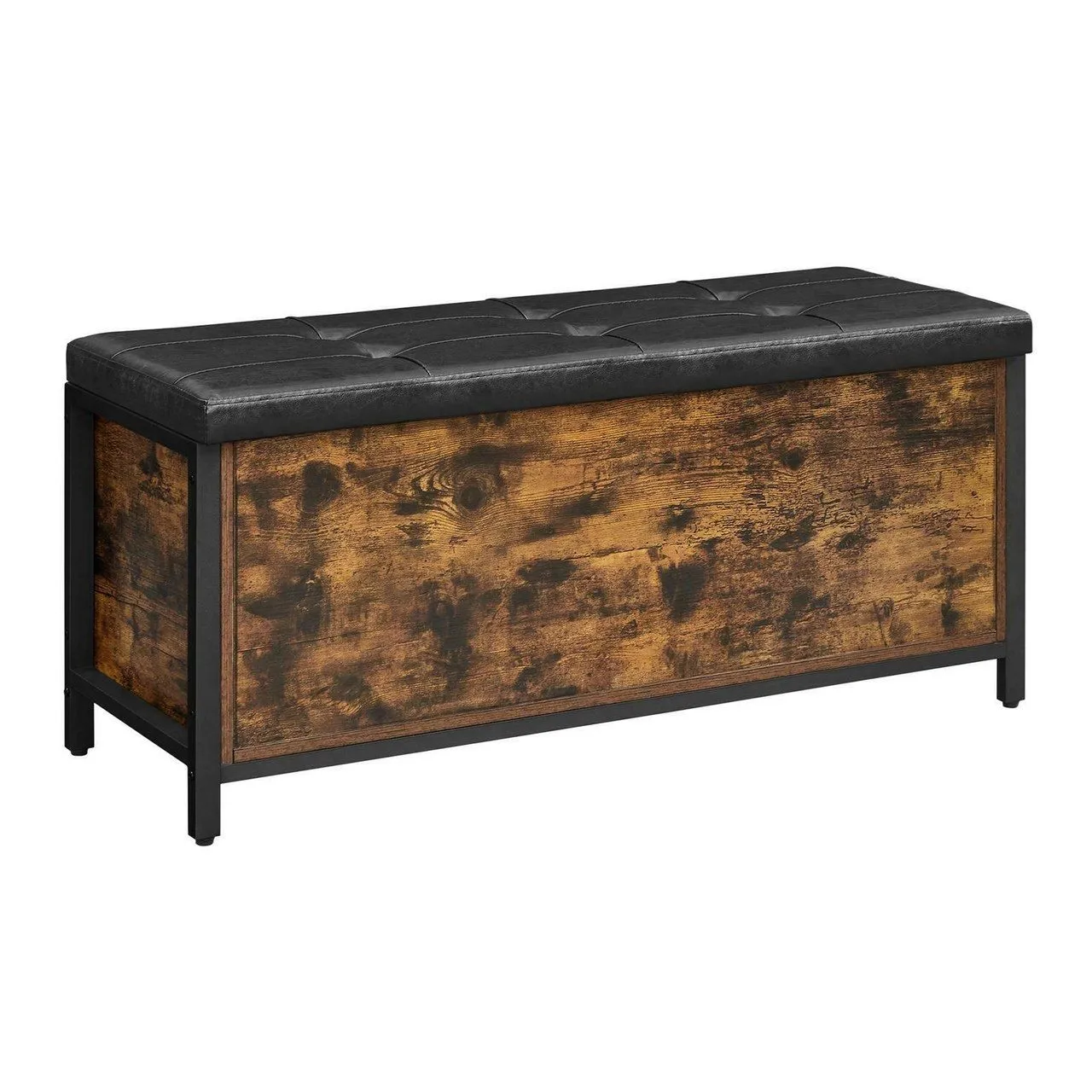 Schowek, skrzynia z siedziskiem, 110x40x50 cm, ciemny brąz, czarny, mat