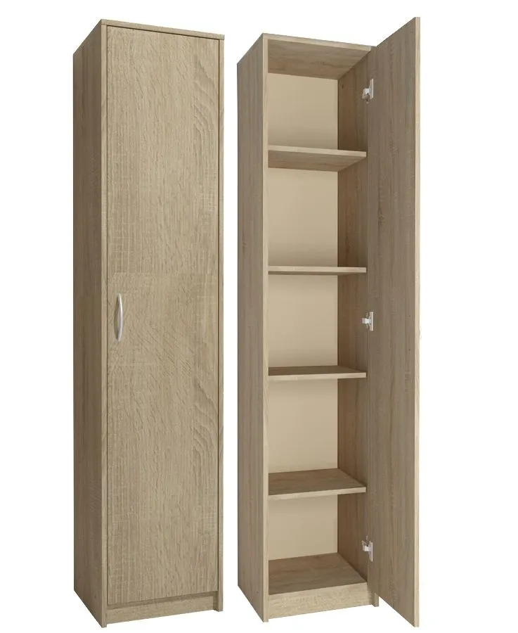 Wąski regał zamykany, Classic, 39x35x180 cm, dąb sonoma, mat