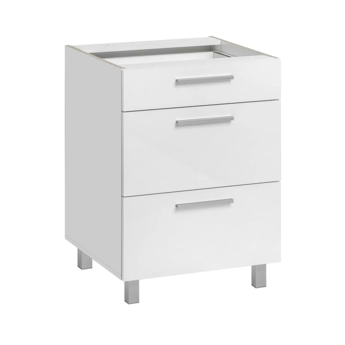 Szafka kuchenna z szufladami, Salma, 60x58x81 cm, biel, połysk