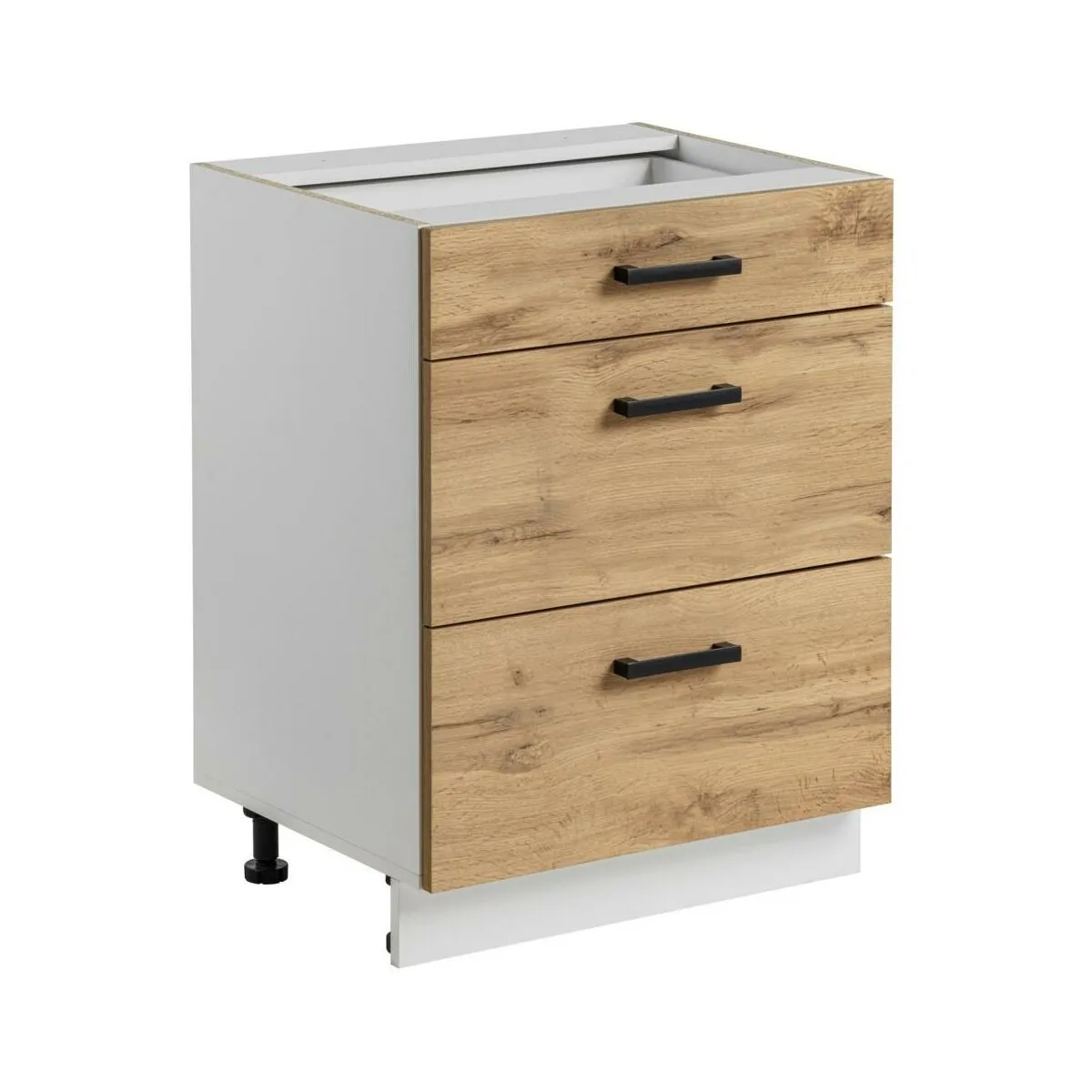 Szafka kuchenna stojąca, 3 szuflady, Rita, 60x45x81 cm, dąb wotan, mat