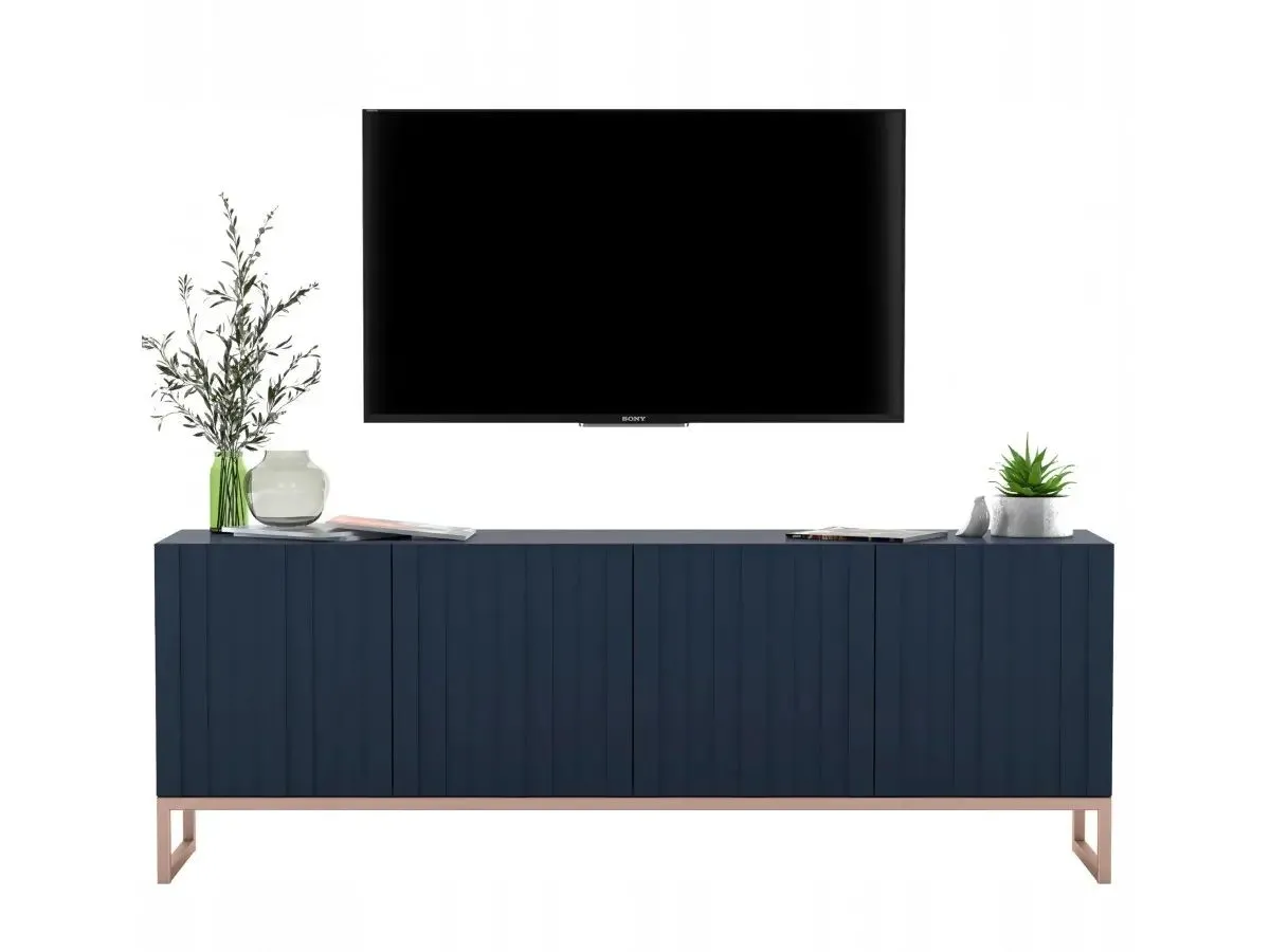 Komoda RTV, szafka stojąca, glamour, Elpis, 150x37x53 cm, granatowy, mat