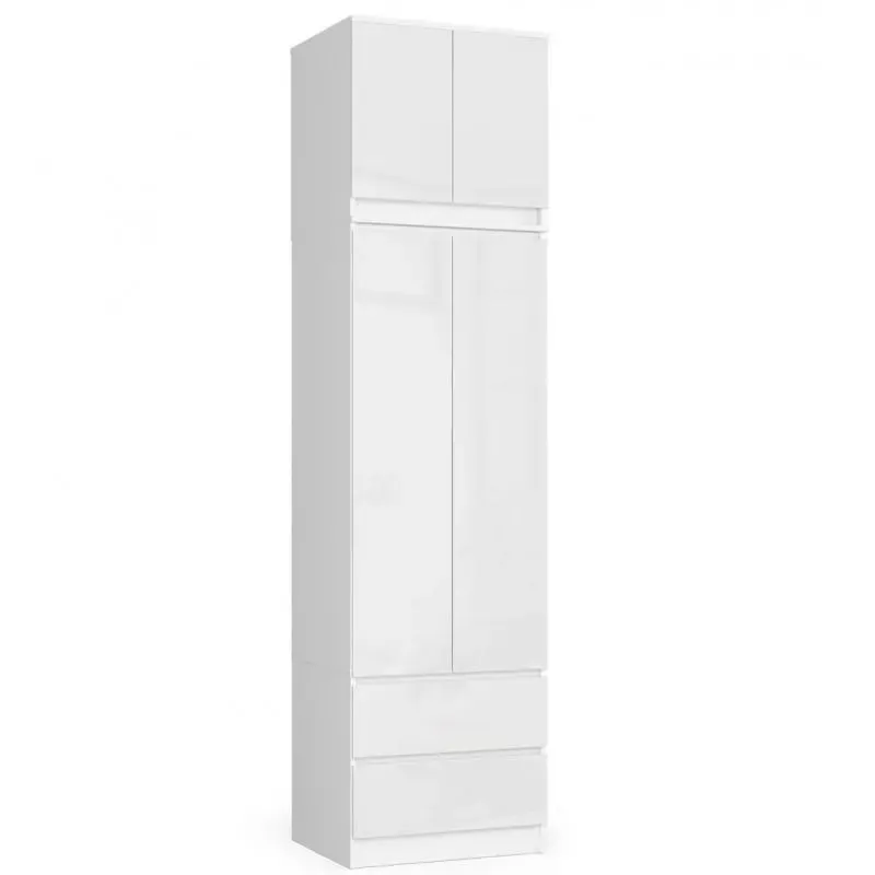 Szafa do sypialni, nadstawka, 60x51x234 cm, biel, połysk