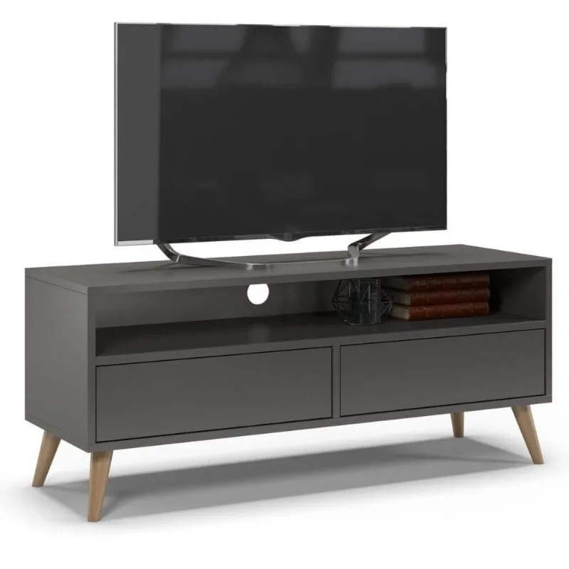 Szafka rtv, stolik pod telewizor, SKAND, 120x40x50 cm, grafit, mat