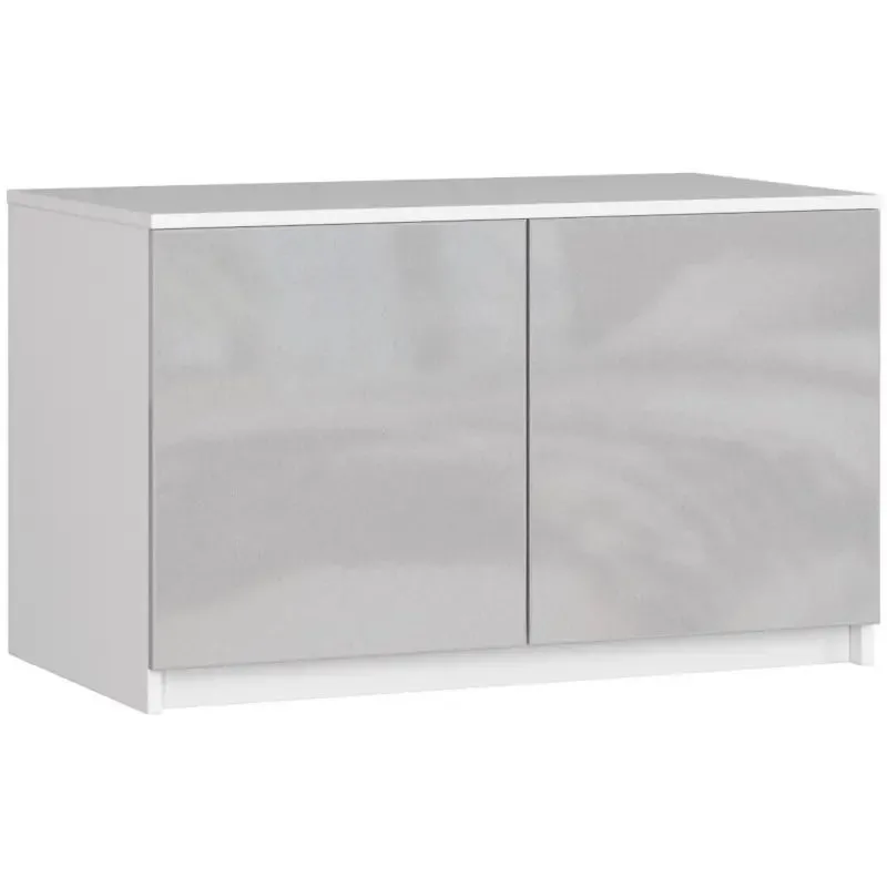 Nadstawka na szafę, 90x51x55 cm, biały, metalik, połysk