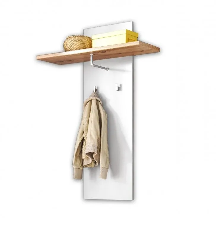 Wieszak na ubrania, Pavo, 37x24x110 cm, dąb artisan, biały, mat