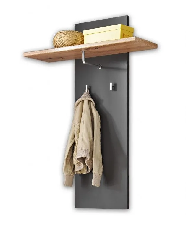 Wieszak na ubrania, Pavo, 37x24x110 cm, dąb artisan, szary grafit, mat