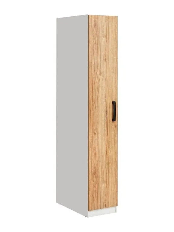 Wąska szafa modułowa, 4 półki, Rubic, 30x58x181 cm, dąb warmia, mat