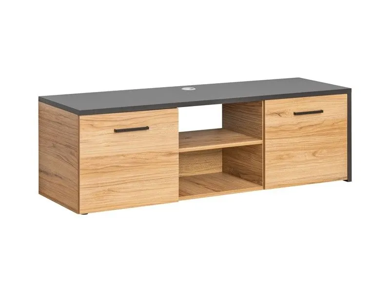 Szafka RTV, Toronto, 135x42x45 cm, dąb warmia, czarny, mat