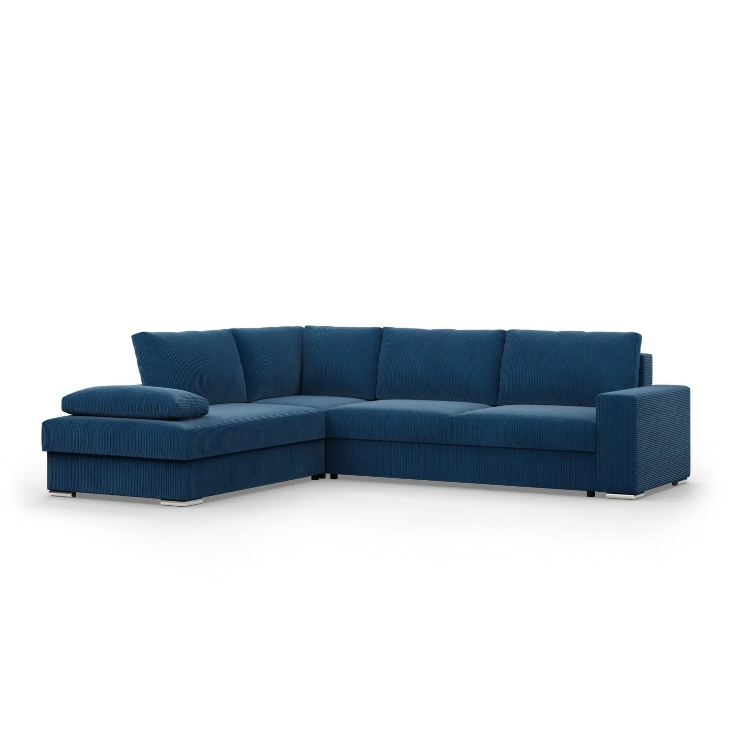 Duży narożnik, Momento, lewy, sztruks, 287x231x86 cm, granatowy