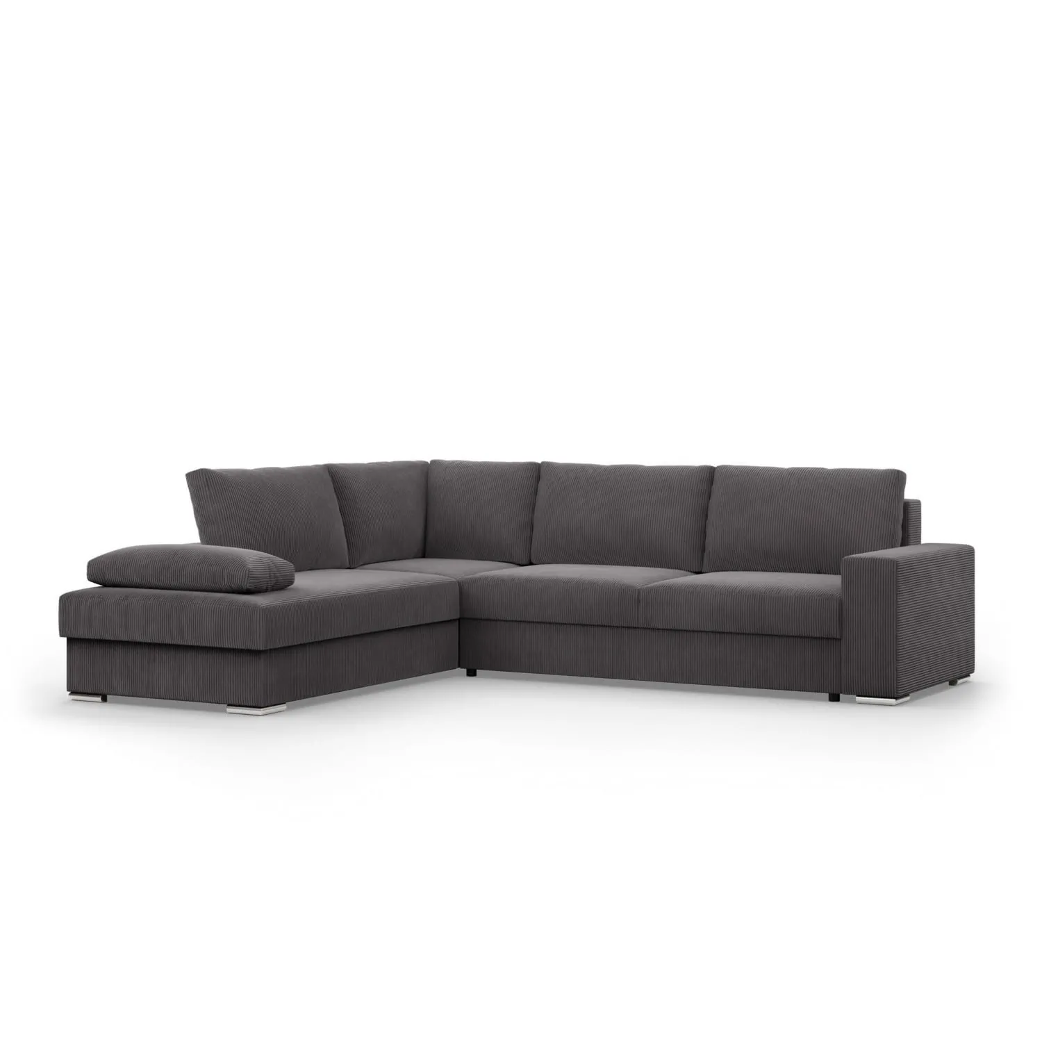 Duży narożnik, Momento, lewy, sztruks, 287x231x86 cm, ciemny szary