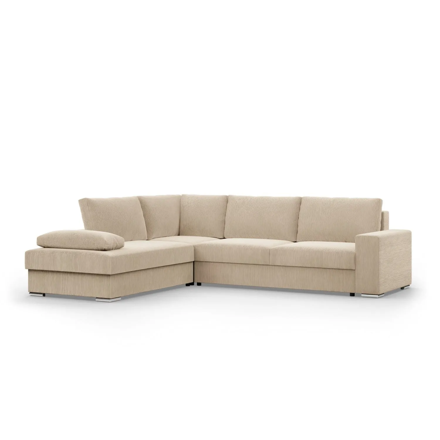 Duży narożnik, Momento, lewy, sztruks, 287x231x86 cm, beżowy