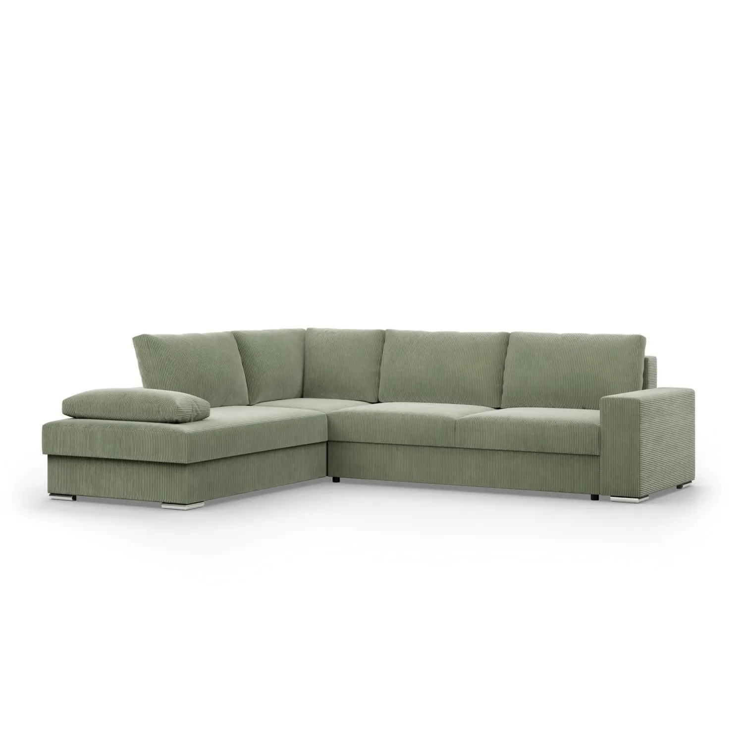 Duży narożnik, Momento, lewy, sztruks, 287x231x86 cm, oliwkowy