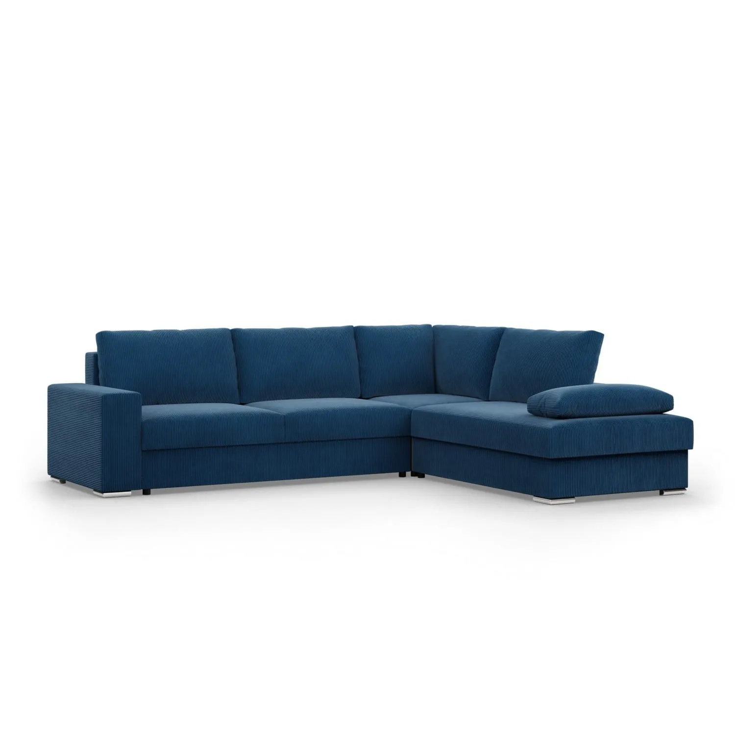 Duży narożnik, Momento, prawy, sztruks, 287x231x86 cm, granatowy