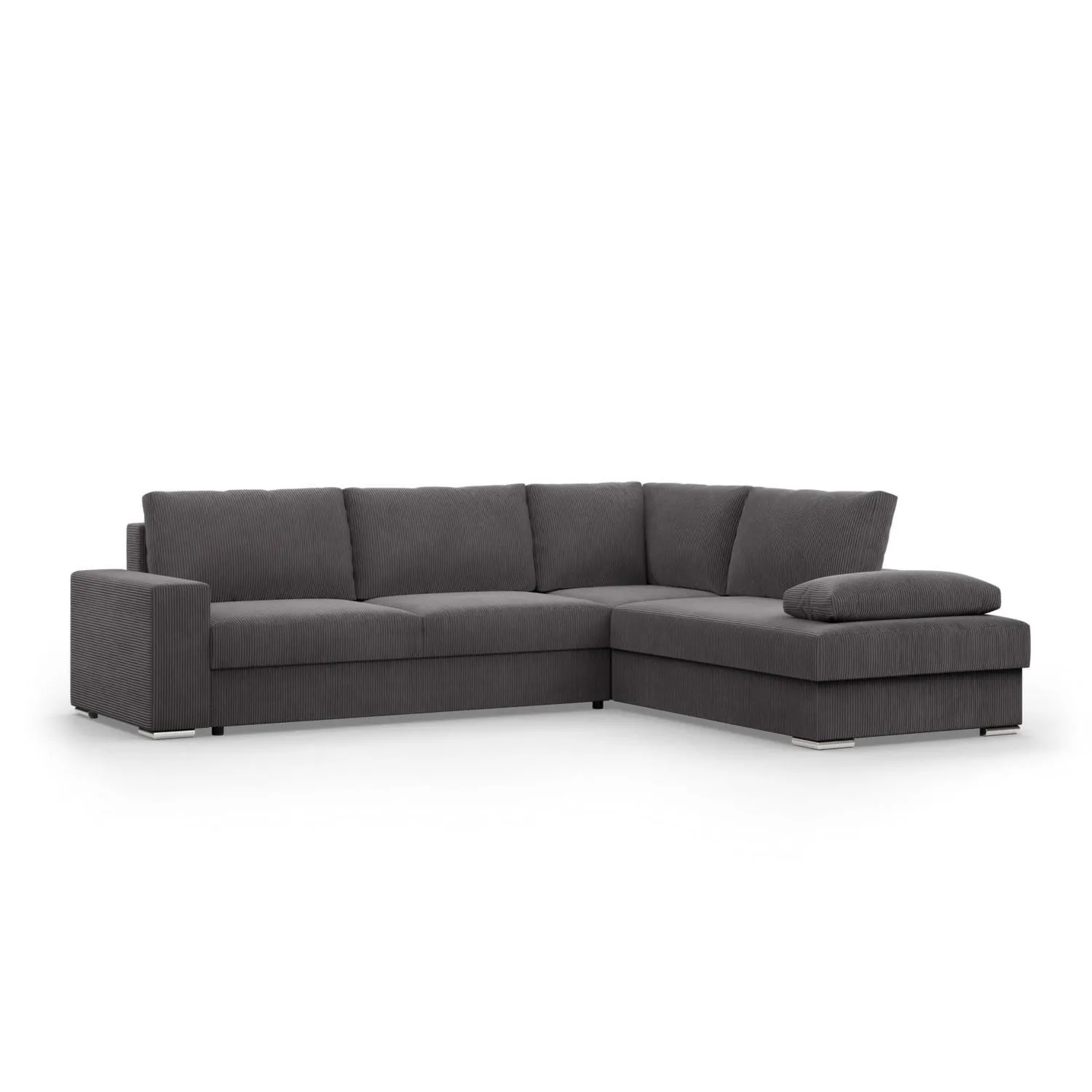 Duży narożnik, Momento, prawy, sztruks, 287x231x86 cm, ciemny szary