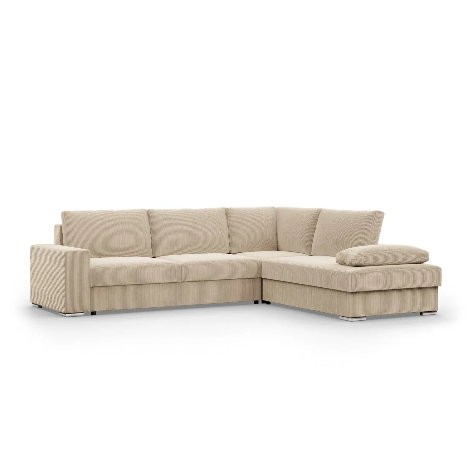 Duży narożnik, Momento, prawy, sztruks, 287x231x86 cm, beżowy