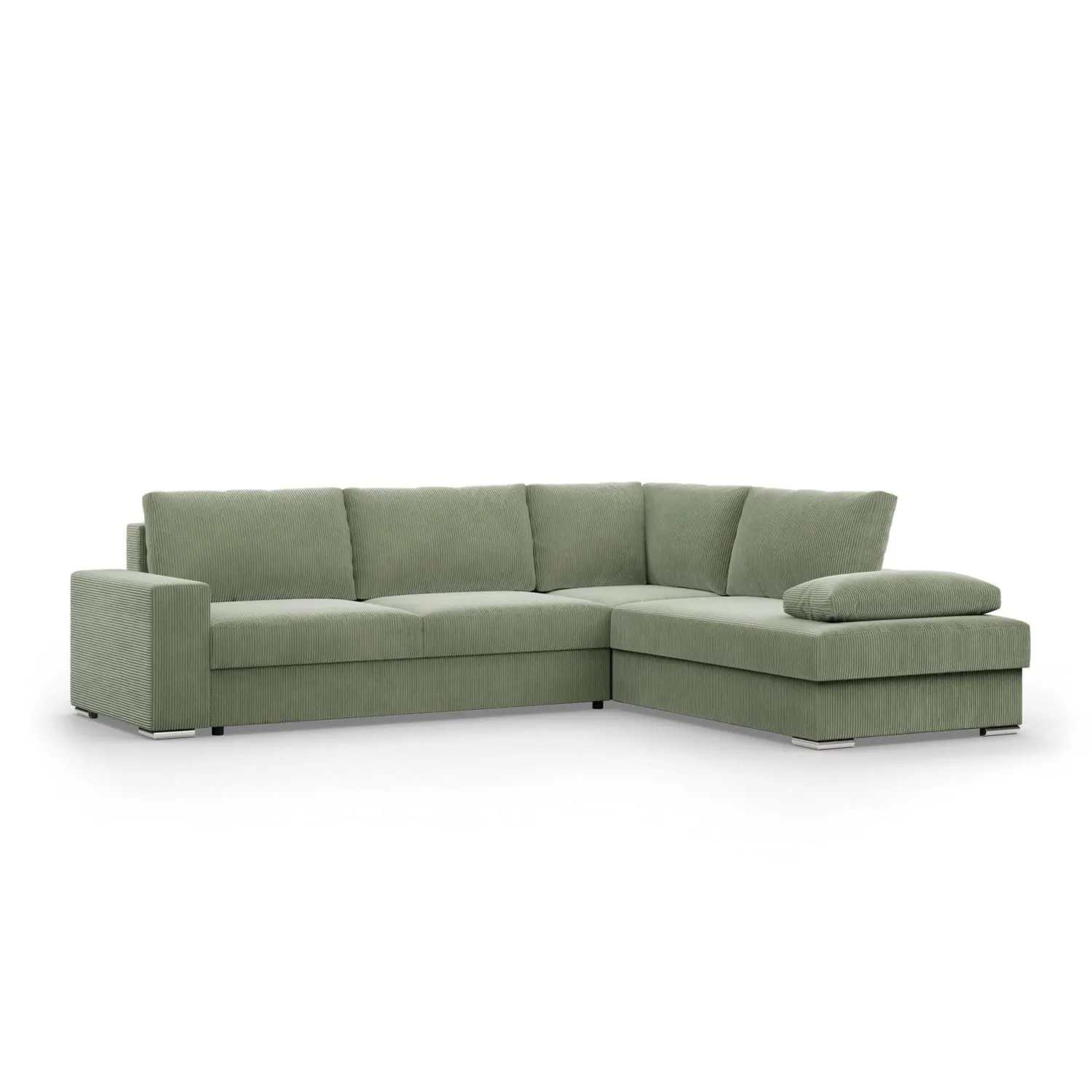 Duży narożnik, Momento, prawy, sztruks, 287x231x86 cm, oliwkowy