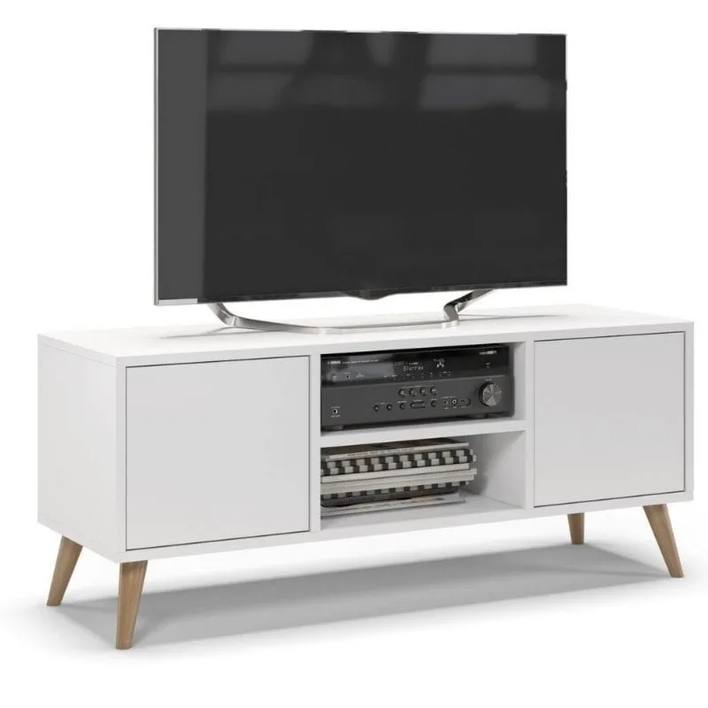 Szafka rtv, skandynawski styl, SKAND, 120x40x50 cm, biały, mat