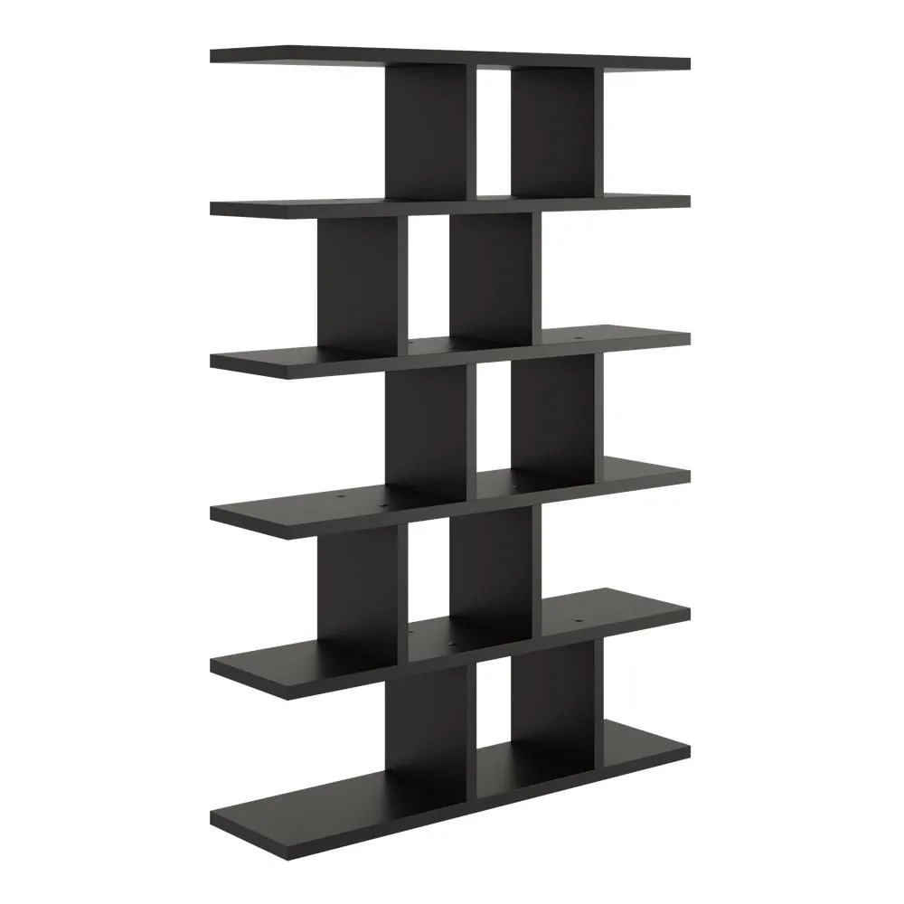 Duży regał z półkami, biblioteczka, 70x18x101 cm, czarny, mat