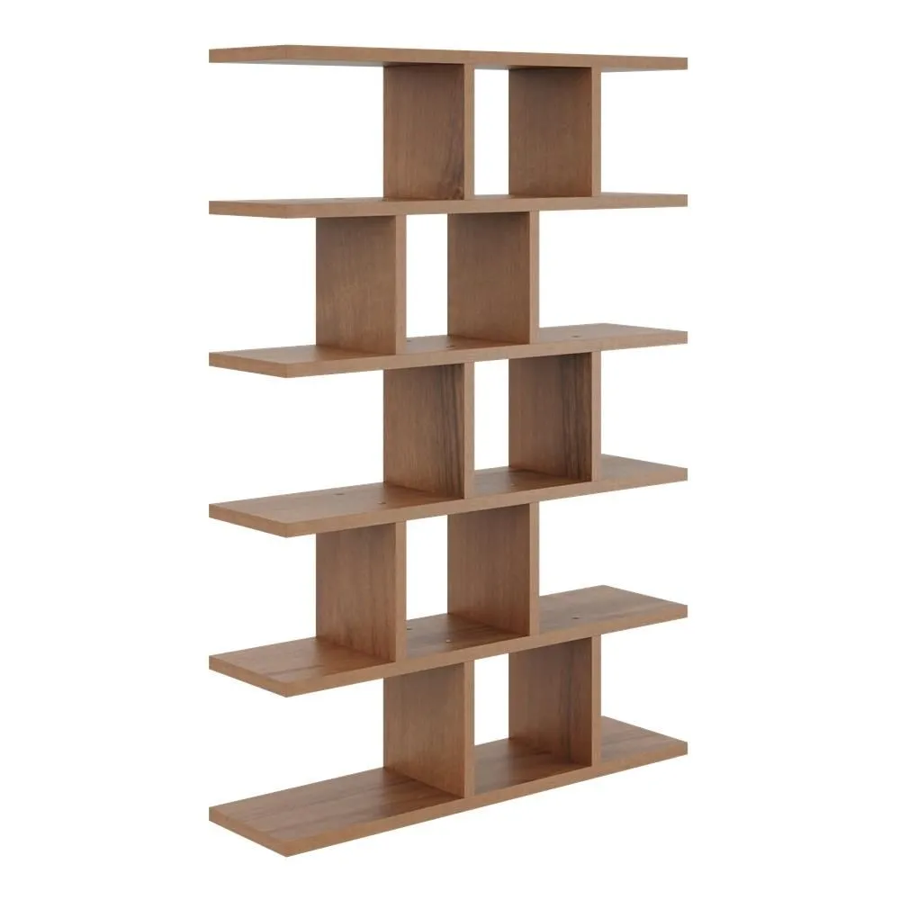 Duży regał z półkami, biblioteczka, 70x18x101 cm, orzech, mat