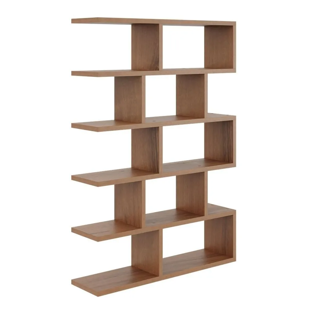 Regał ścienny, otwarty, biblioteczka, 70x18x101 cm, orzech, mat