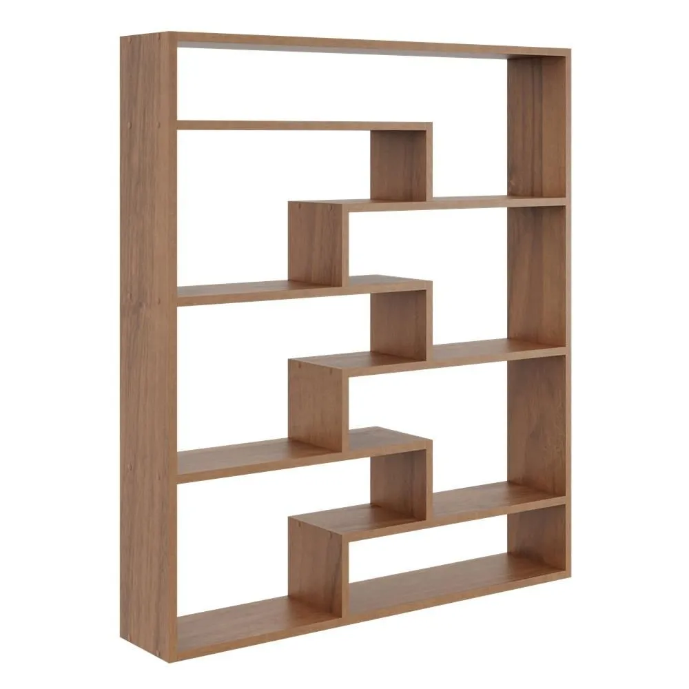 Regał ścienny na książki, biblioteczka, 104x18x120 cm, orzech, mat