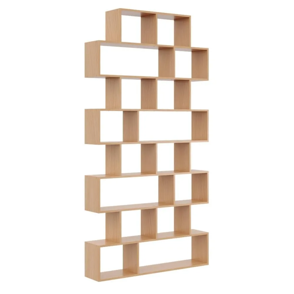 Regał otwarty, ścienny, biblioteczka, 124x18x240 cm, buk, mat