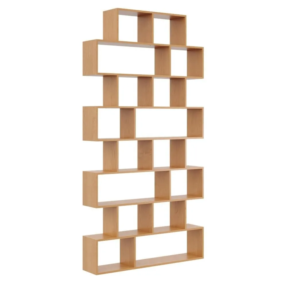 Regał otwarty, ścienny, biblioteczka, 124x18x240 cm, olcha, mat