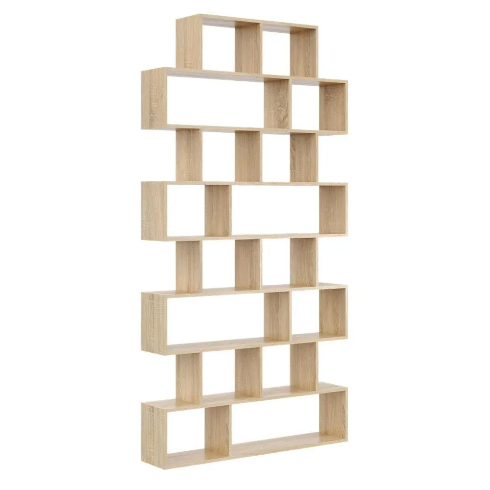 Regał otwarty, ścienny, biblioteczka, 124x18x240 cm, dąb sonoma, mat