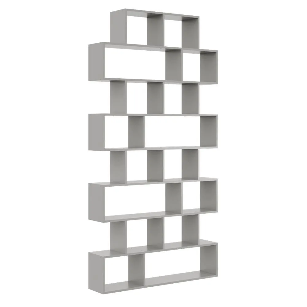 Regał otwarty, ścienny, biblioteczka, 124x18x240 cm, szary, mat