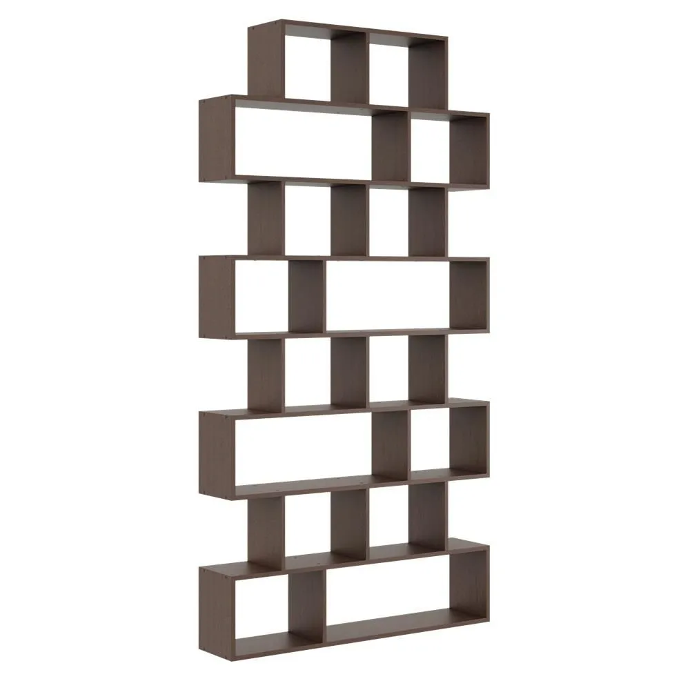 Regał otwarty, ścienny, biblioteczka, 124x18x240 cm, wenge, mat