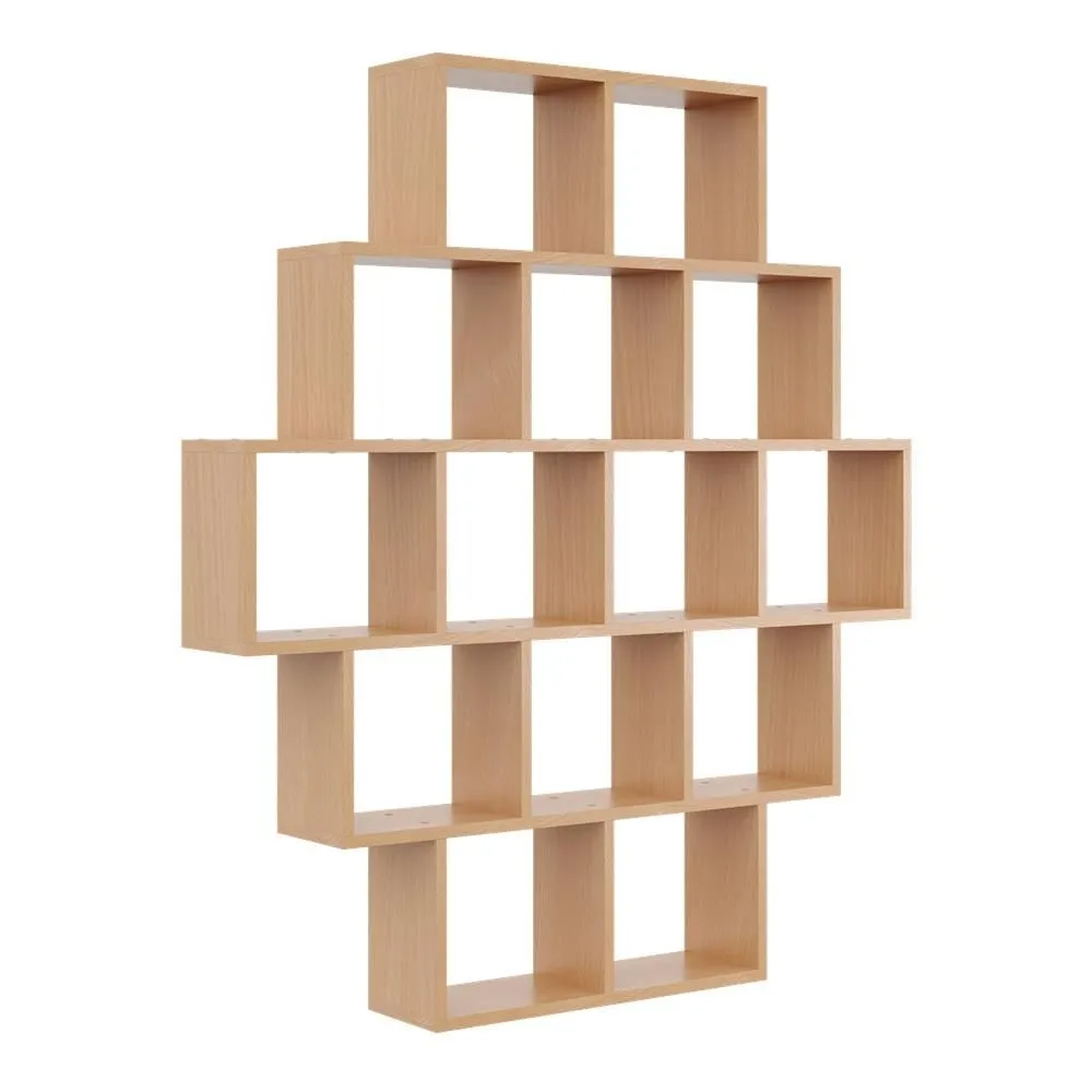 Nowoczesny regał ścienny, wiszący, 120x18x136 cm, buk, mat