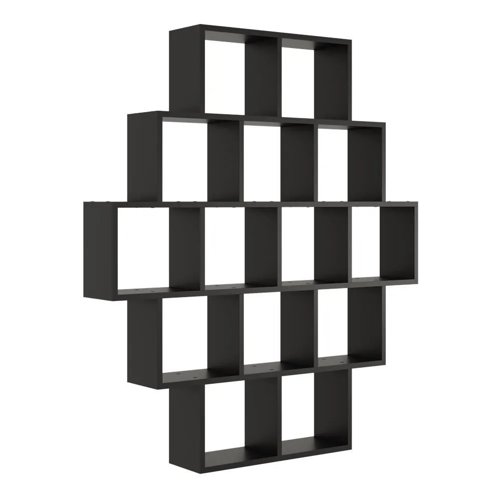 Nowoczesny regał ścienny, wiszący, 120x18x136 cm, czarny, mat