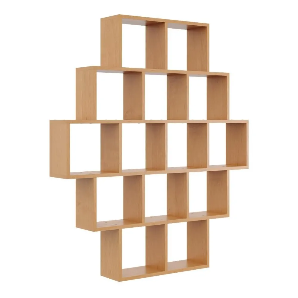 Nowoczesny regał ścienny, wiszący, 120x18x136 cm, olcha, mat