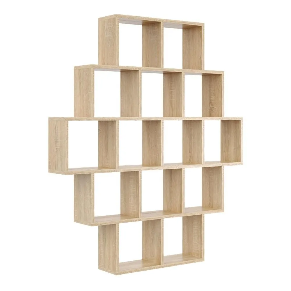 Nowoczesny regał ścienny, wiszący, 120x18x136 cm, dąb sonoma, mat