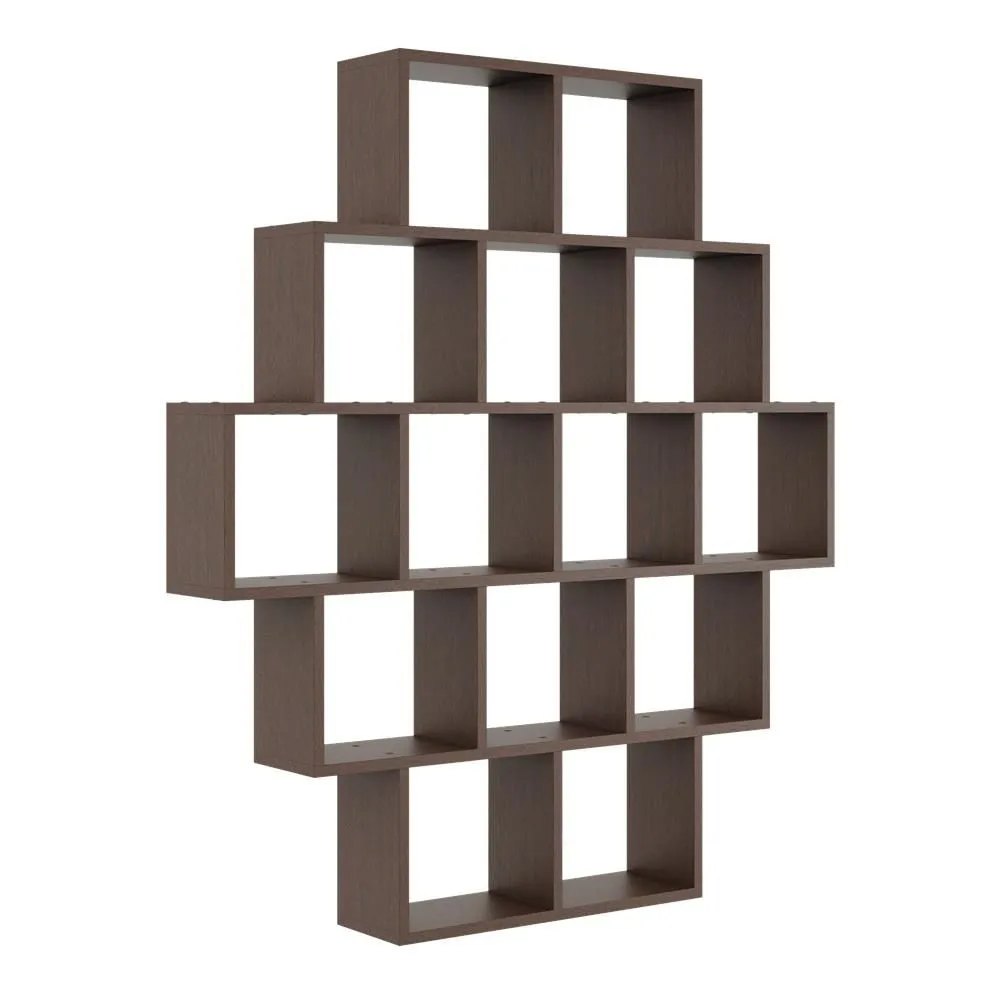 Nowoczesny regał ścienny, wiszący, 120x18x136 cm, wenge, mat