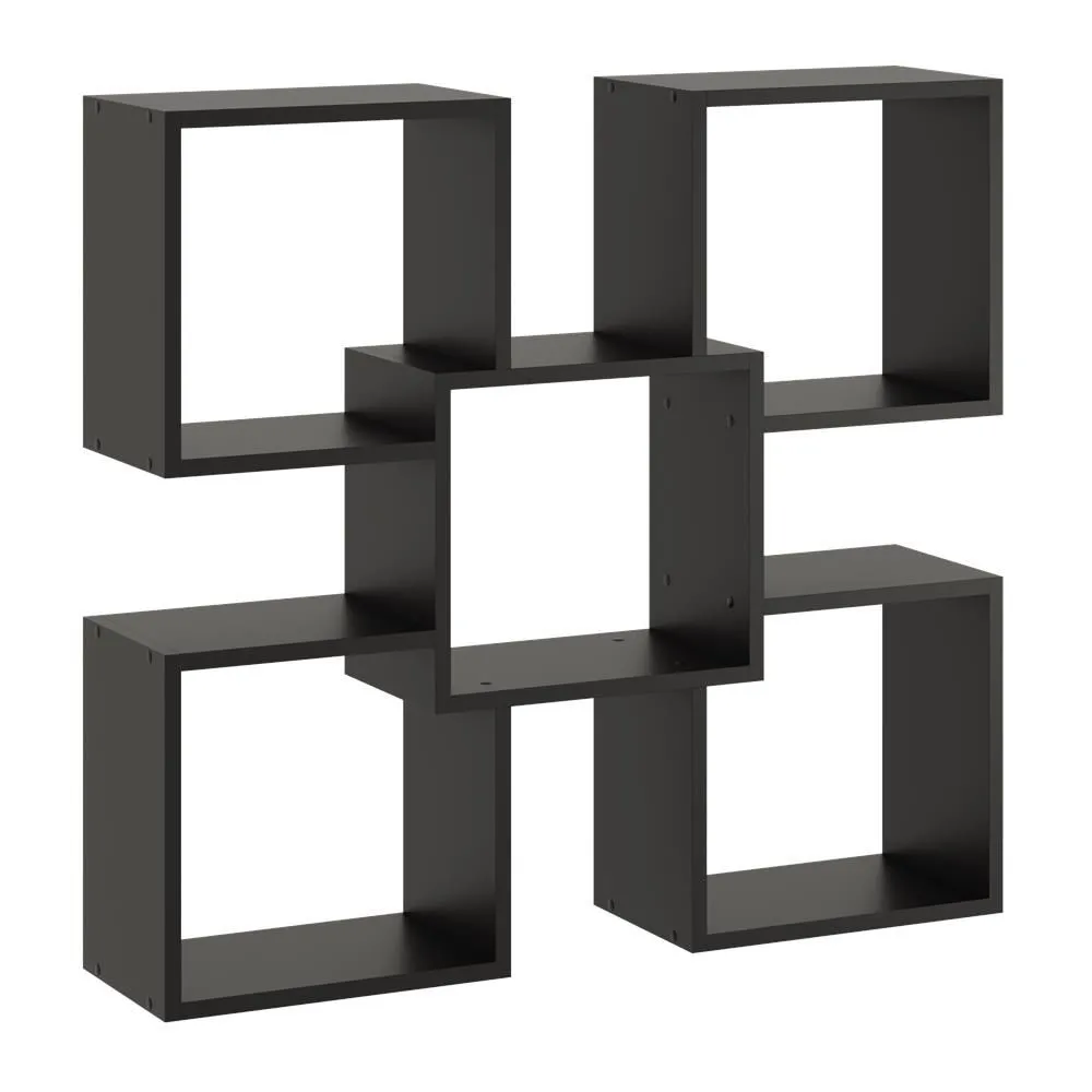 Ozdobna półka ścienna, wisząca, Marta, 98x18x91 cm, czarny, mat