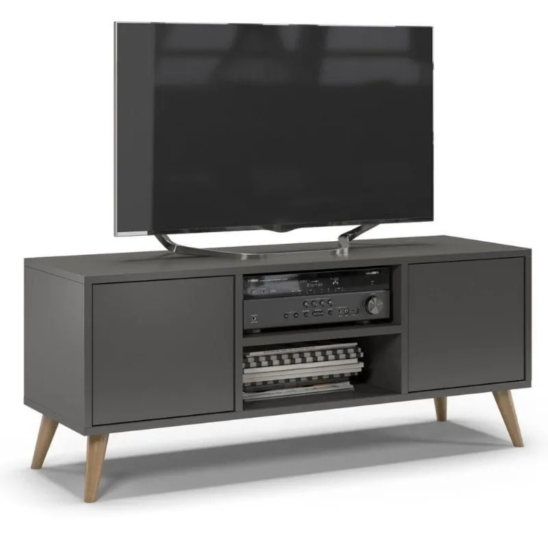 Szafka rtv, skandynawski styl, SKAND, 120x40x50 cm, grafit, mat