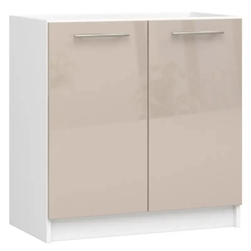 Szafka pod zlewozmywak, Oliwia, 80x46x82 cm, biały, cappuccino, połysk