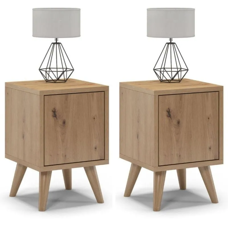 Szafki nocne na nóżkach, zamknięte, SKAND, 30x30x45 cm, dąb, mat