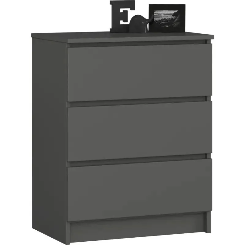 Komoda do sypialni, 3 szuflady, 60x40x77 cm, grafit szary, mat