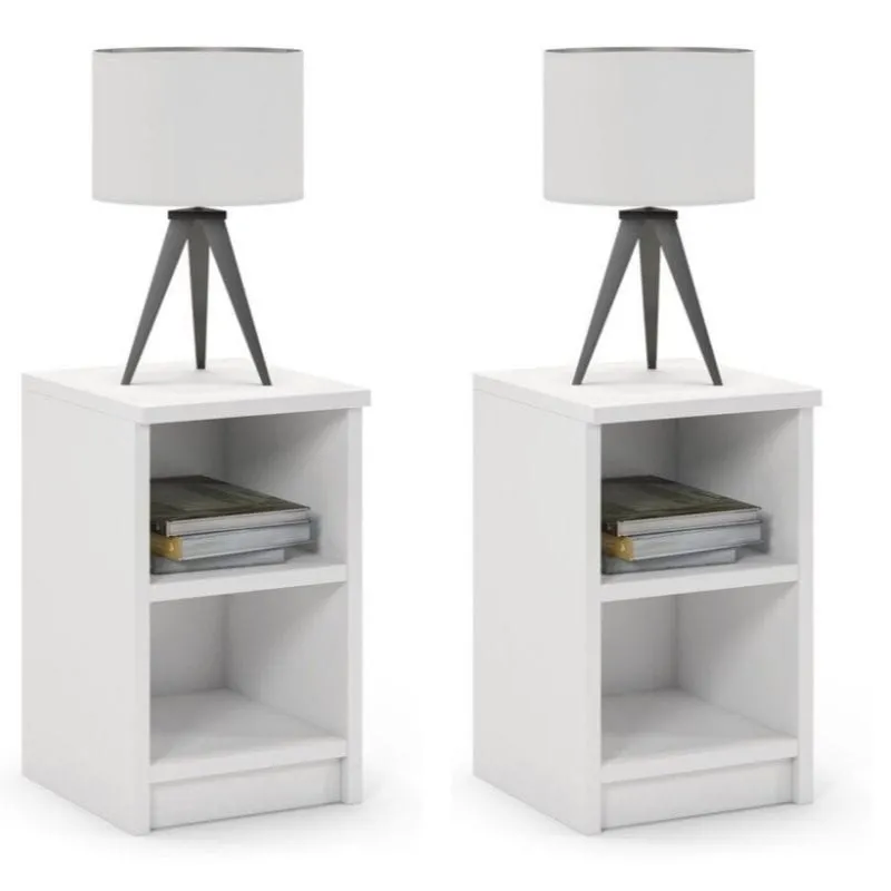 Szafki nocne, 2 sztuki, otwarte, FORTIS, 30x30x45 cm, biel, mat
