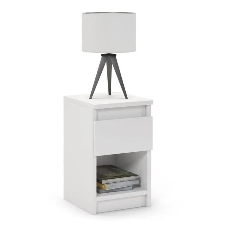 Stolik nocny, 1 szuflada, FORTIS, 30x30x45 cm, biel, mat