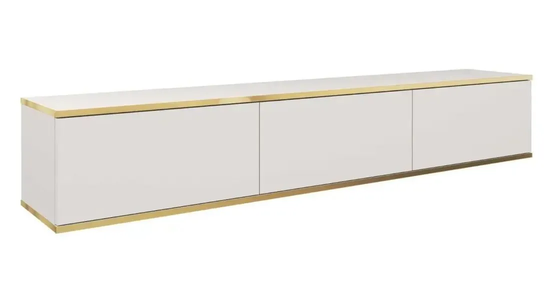 Szafka RTV, podwieszana, Oris, 175x32x30 cm, biały, mat