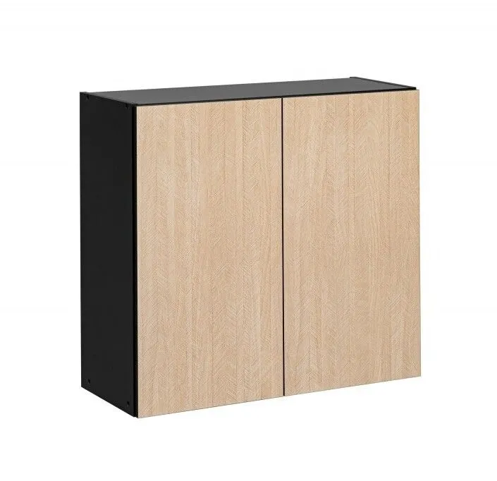 Szafka wisząca do kuchni, 2 drzwi, Roma, 80x30x72 cm, czarny, jodełka, mat