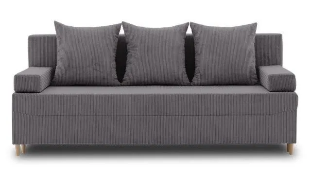 Kanapa rozkładana do salonu, sztruks, PANORA, 191x92x92 cm, ciemny szary