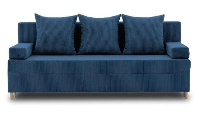 Kanapa rozkładana do salonu, sztruks, PANORA, 191x92x92 cm, granatowy