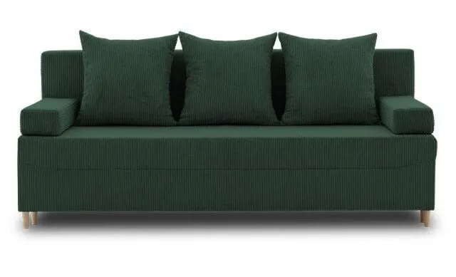 Kanapa rozkładana do salonu, sztruks, PANORA, 191x92x92 cm, butelkowa zieleń